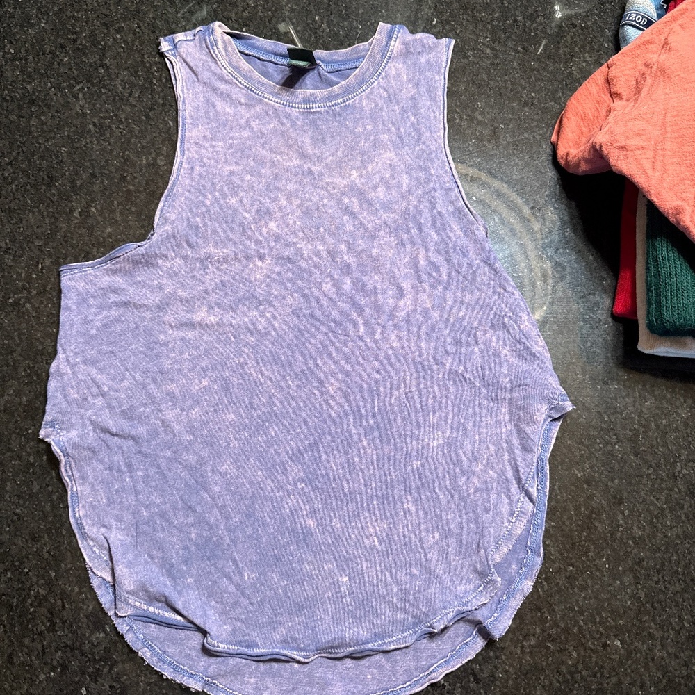 Purple Bleached cutoff shirt Small